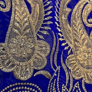 Blue saree with stitched blouse